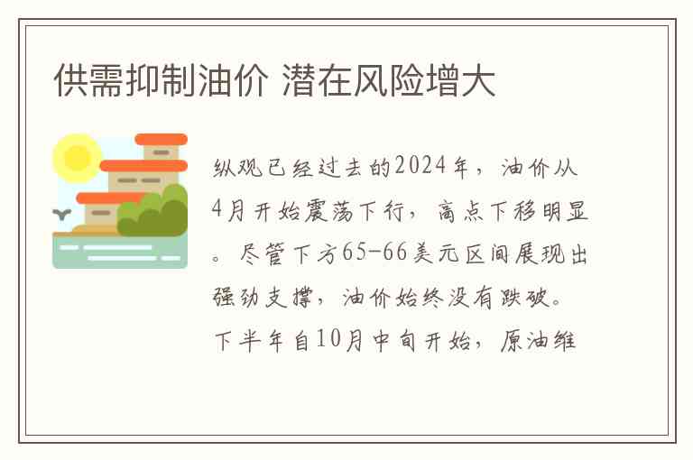供需抑制油价 潜在风险增大